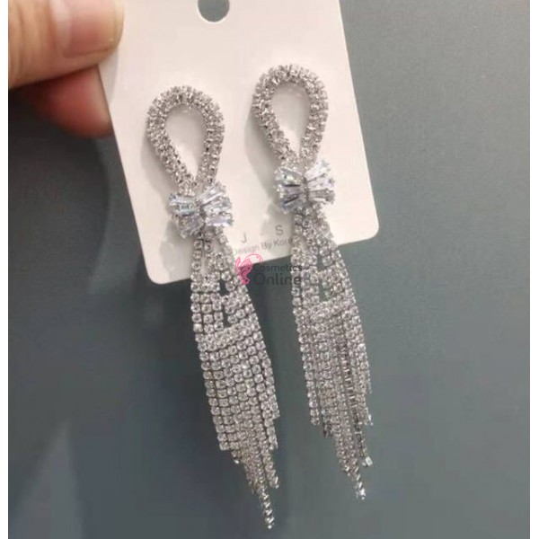 Cercei pentru dama moderni EARR23CC Argintii Set de 1 pereche cu strasuri